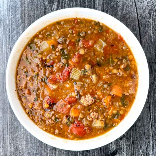 Instant Pot Lentil Soup and Sausage