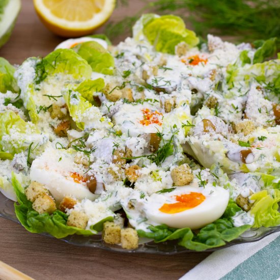 Egg and mushroom salad