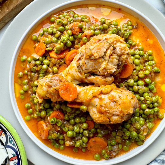 One Pan Chicken With Green Peas