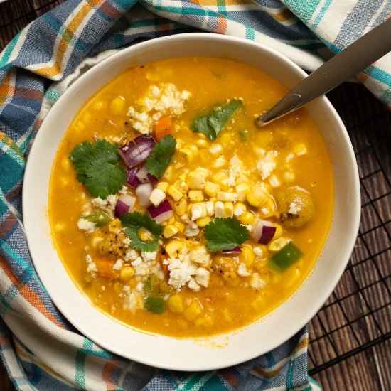 Pumpkin Poblano Corn Chowder