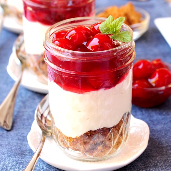 Mason Jar Cherry Cheese Pies