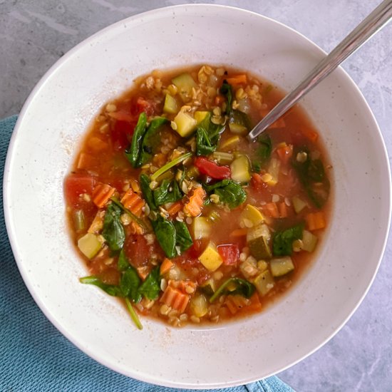 Simple Red Lentil Minestrone Soup