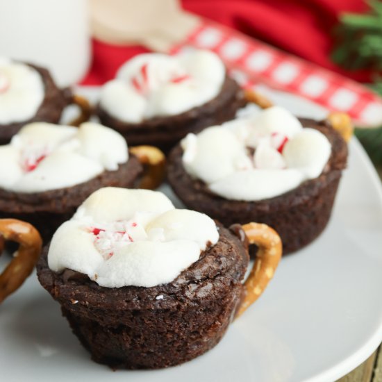 Peppermint Hot Cocoa Brownie Cups