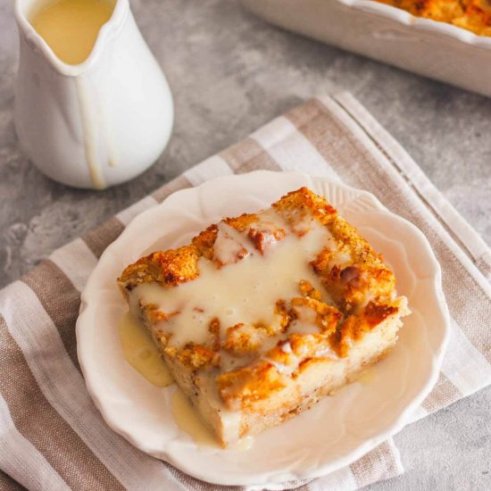 Easy Bread Pudding with Vanilla Sau