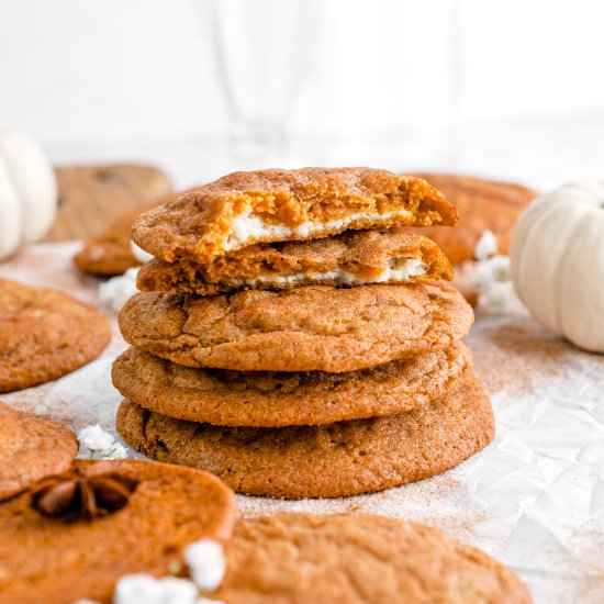 Cheesecake Stuffed Pumpkin Cookies