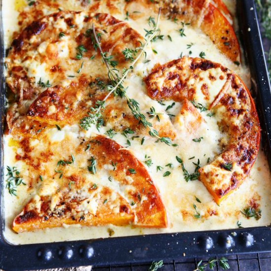 Pumpkin Gratin with Feta Cream and