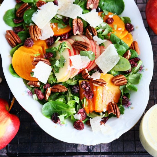 Persimmon Salad with Pistachio Vina