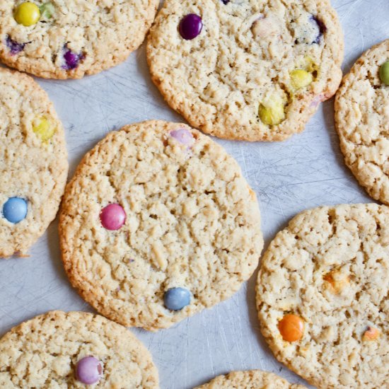 Steel Cut Oatmeal Cookies w/ M&Ms