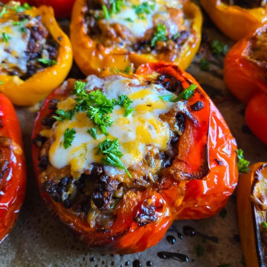 Stuffed Peppers with Black Lentils