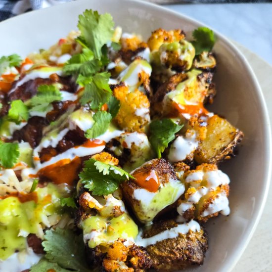 Roasted Cauliflower Potato Burrito Bowls