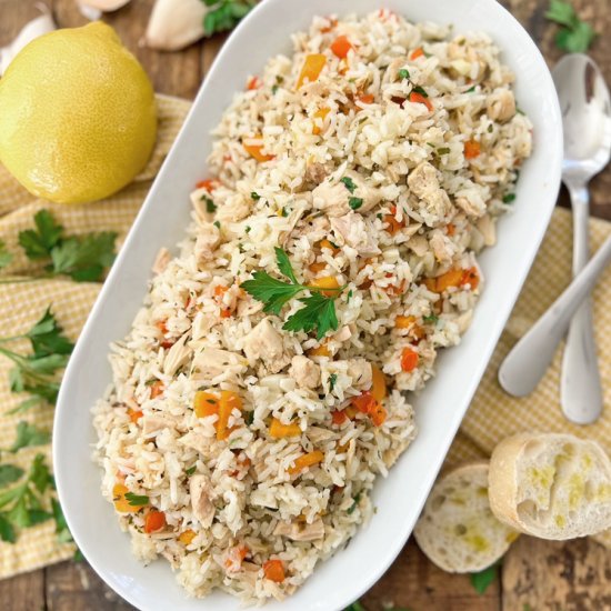 Mediterranean Garlic Tuna Rice