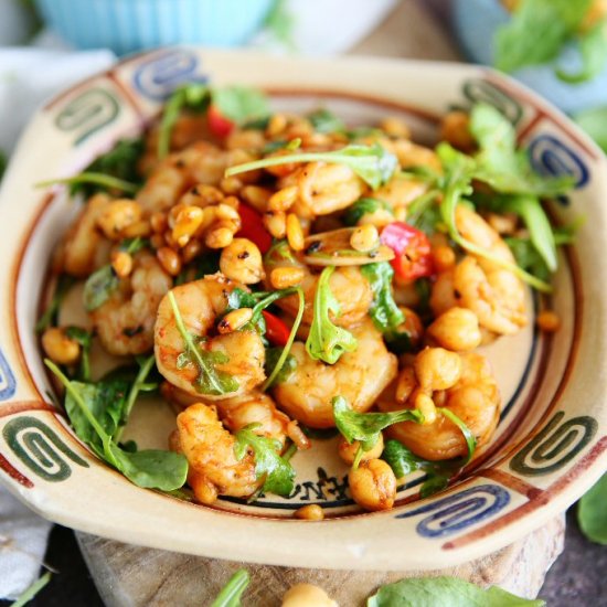 Prawn Salad with Chickpeas and Pine Nuts