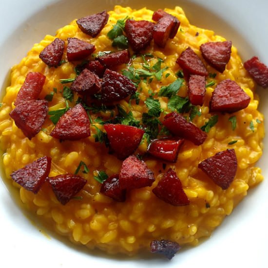 Pumpkin Risotto with Sausage