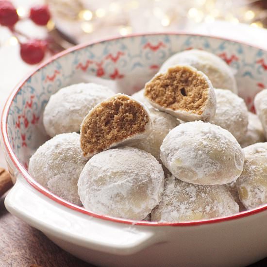 Gingerbread Snowball Cookies