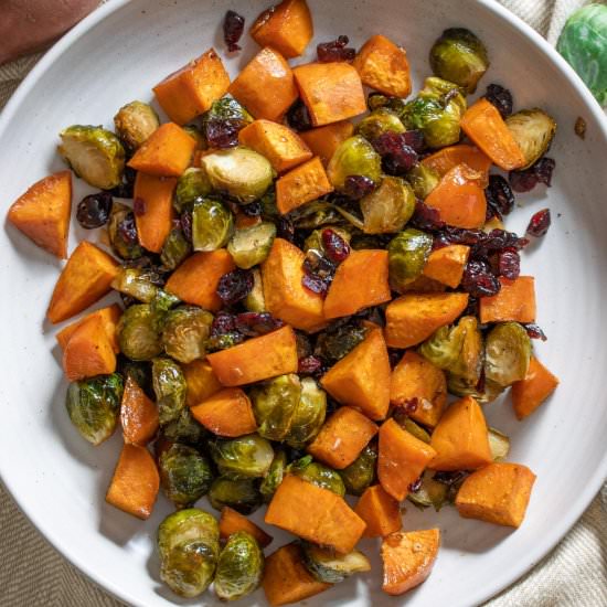 Roasted Sweet Potatoes, Brussels Sp