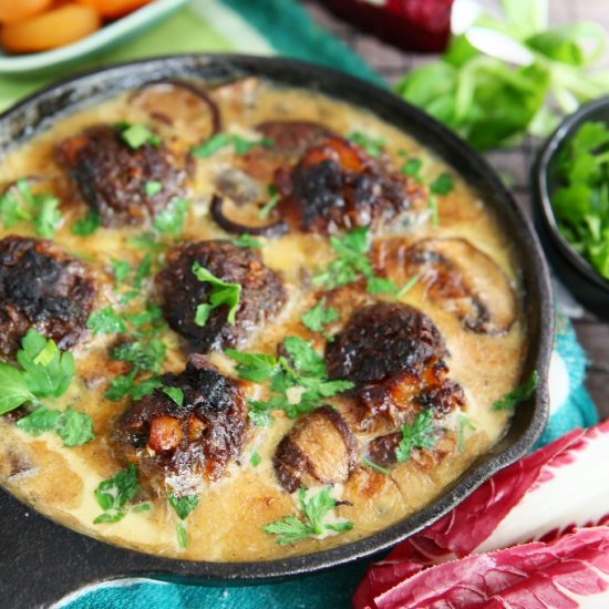 Roast Meatballs with Creamy Shiitake