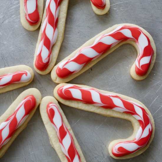 Decorated Candy Cane Sugar Cookies