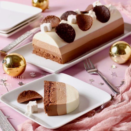 Triple Chocolate Mousse Yule Log