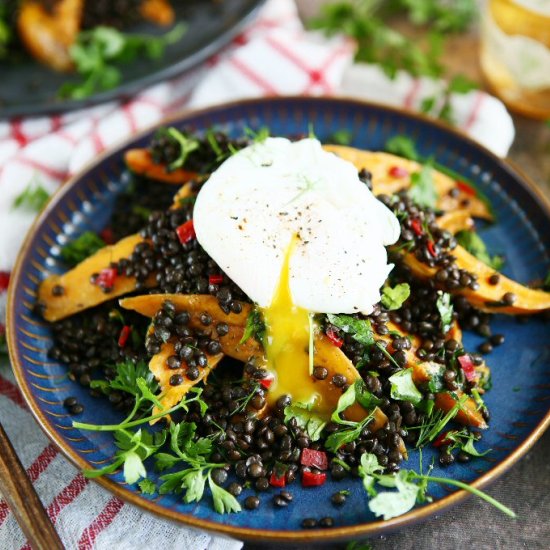 Sweet Potato and Beluga Lentil Salad