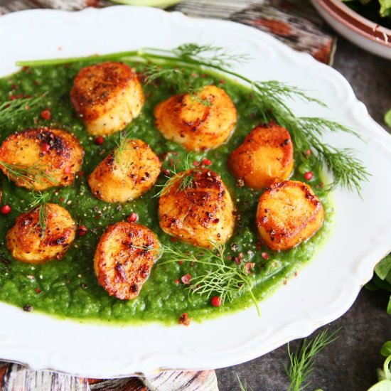 Seared Scallops with Kohlrabi