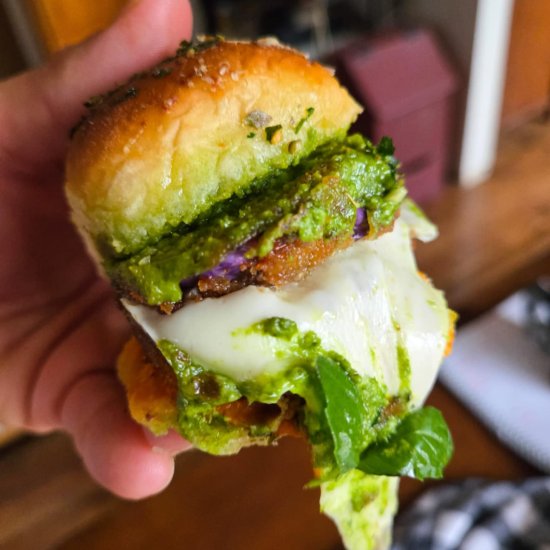 Eggplant Parm & Pesto Sliders