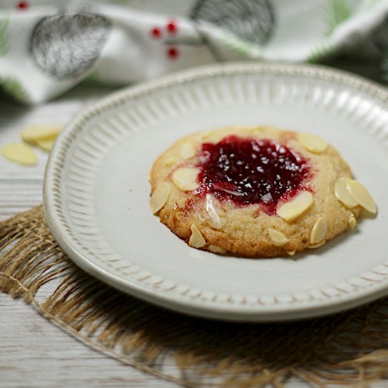 Cherry Almond Thumbprint Cookies