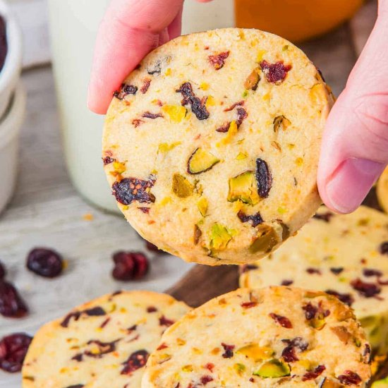 Cranberry Orange Shortbread Cookies