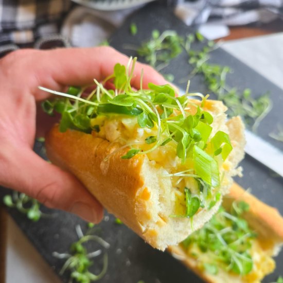 Cheesy Egg Scramble Baguettes