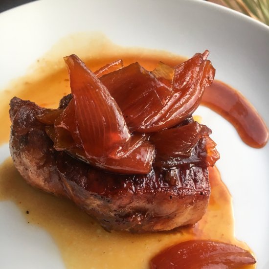 Caramelized Shallots with NY Steak