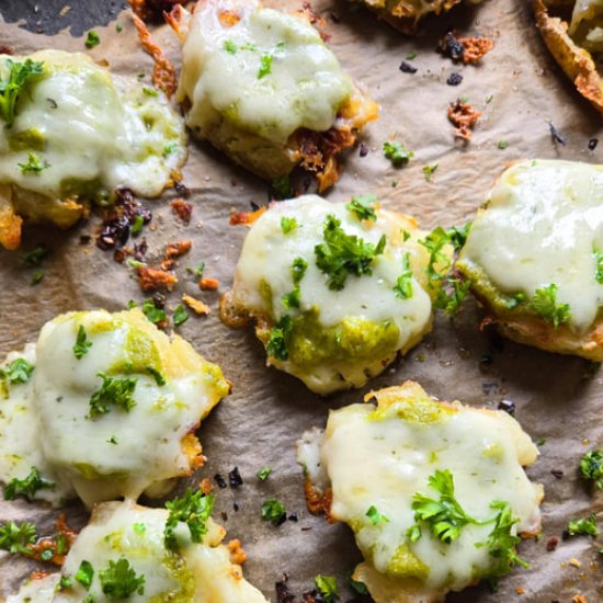 Cheesy Pesto Smashed Taters