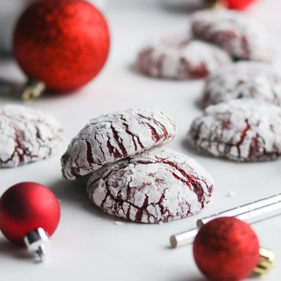 Red Velvet Crinkle Cookies