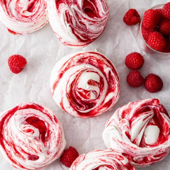 Raspberry Meringues