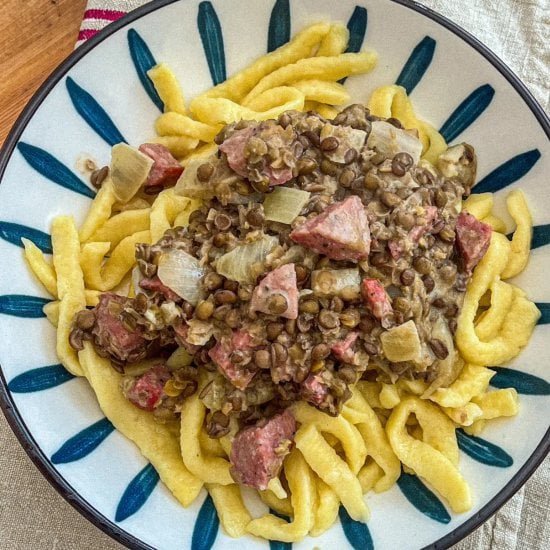 Swabian Lentils with Egg Noodles