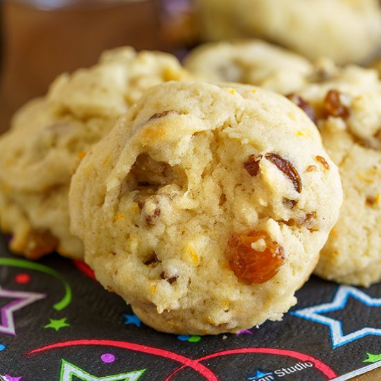 Orange Raisin Date Walnut Cookies